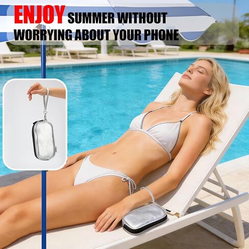 حقيبة تبريد الهاتف الحرارية للشاطئ وحمام السباحة، حقيبة تبريد iPhone مع عبوتين من الجل قابلة لإعادة الاستخدام تمنع ارتفاع درجة حرارة الهاتف، حقيبة تبريد لحرارة الصيف in Kuwait