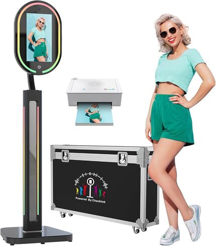 MWE Magic Mirror Photo Booth Touch Screen with 1200W Pixel 4K HD Camera,RGB Surround Light Music Sync,Mirror Video Booth with Software APP Remote Control,No Printer (Black, 15.6in) in Saudi Arabia