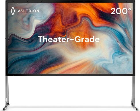 شاشة عرض خارجية مقاس 200 بوصة من Valerion مع حامل - إعداد لمدة 3 دقائق، حقيبة حمل بعجلات، دعم 4K/8K UHD، قائمة بذاتها، إطار معدني محمول، 16:9 HD، خفيفة الوزن للتخييم، الفناء الخلفي، المسرح المنزلي in Kuwait