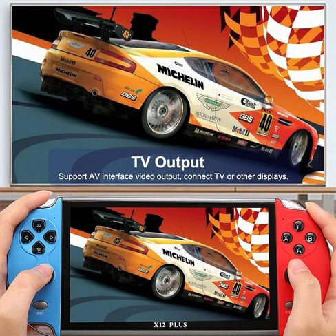 X12 Plus Video Game Console 7 Inch Built-in 1000 Games 16GB Game Controller Dual Handheld Controller Spupport AV Output TF Card Music E-Book in Saudi Arabia
