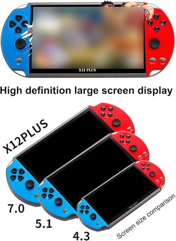 X12 Plus Video Game Console 7 Inch Built-in 1000 Games 16GB Game Controller Dual Handheld Controller Spupport AV Output TF Card Music E-Book in Saudi Arabia