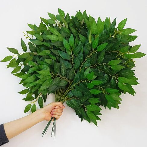 36PCS Italian Ruscus Greenery 60cm Artificial Greenery Stems Leaf Greenery Garland for Wedding Arch Flowers Centerpieces Balloon Arch Home Decor in Saudi Arabia