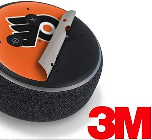 غلاف صوتي من Skinit متوافق مع Amazon Echo Dot 3 - تصميم شعار NHL Philadelphia Flyers مرخص رسميًا in Saudi Arabia
