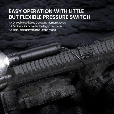 ضوء Guardtier M105 3000 لومن، متوافق مع مصباح يدوي Mlok القابل لإعادة الشحن مع مفتاح الضغط، لوحة التركيب متضمنة in Saudi Arabia