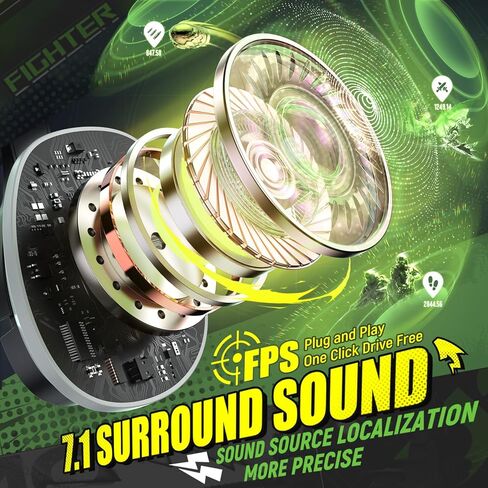 WF18 Wireless Gaming Headset, Up to 100H Battery, 2.4GHz & Bluetooth 5.3, 7.1 Surround Sound for FPS, Battle Royale & Sports Games for ps5, PC, Switch, Mobile in Saudi Arabia