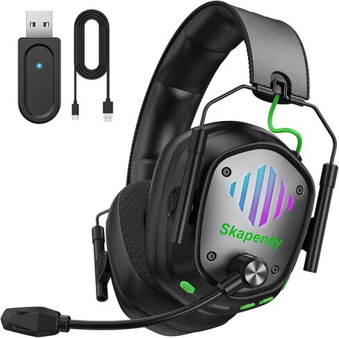 سماعة ألعاب لاسلكية للاعبي PS5، 2.4 جيجا هرتز ≥20 مللي ثانية زمن استجابة منخفض وبلوتوث، محرك 50 مم للصوت المحيطي ثلاثي الأبعاد، ميكروفون ENC - بطارية 50 ساعة، متوافقة مع جهاز الكمبيوتر PS5 PS4 Switch Mobile in Kuwait