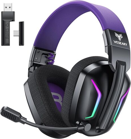 WESEARY Wireless Gaming Headset for PS5, PS4, PC, Switch & Mac, 20ms Ultra-Low Latency, 2.4GHz USB & Bluetooth 5.4 Gaming Headphones with Mic, 50H Battery Life, 3D Spatial Audio, Dynamic Lighting in Saudi Arabia