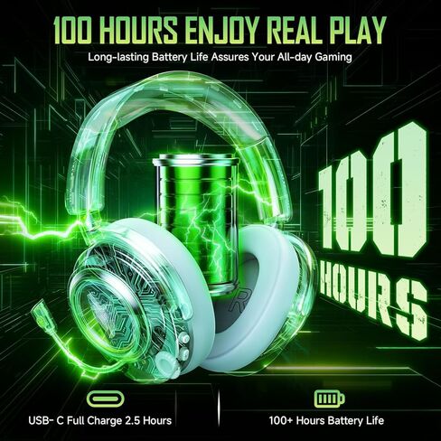 Wireless Gaming Headset for PS5 PS4 PC Switch Mac - 2.4GHz USB/Type-C & Bluetooth 5.4 RGB Headphones with 100H Battery, 7.1 Surround Sound, Noise Cancelling Mic & 3 Audio Modes (HiFi/Music/Game) in Saudi Arabia