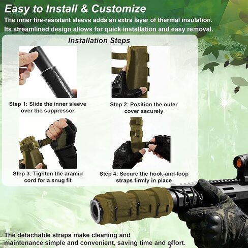 Heat Resistant Suppressor Cover 7Inch, High-Temp Fireproof Suppressor Wrap with Insulated Microfiber Sleeve, Non-Slip Adjustable Silencer Cover for Shooting & Hunting in Saudi Arabia