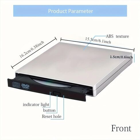 Portable External DVD CD Drive, CD DVD ROM Player CD-RW DVD-RW Burner Writer Recorder, USB External Optical Drive for Laptop Desktop PC with Storage Bag in Saudi Arabia