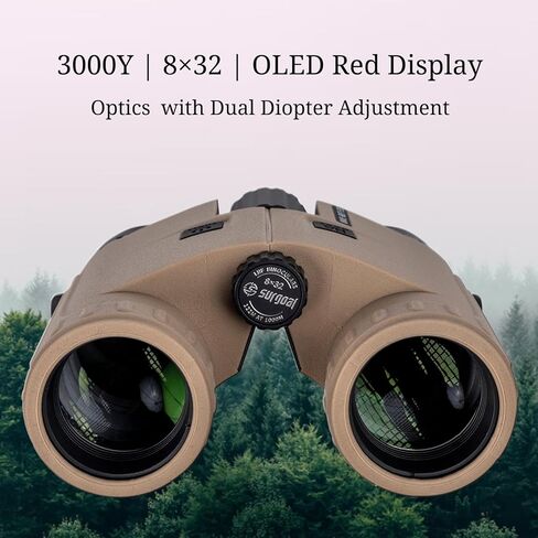8x32 Laser Rangefinder Binoculars 3000 Yards, OLED Red Display, Angle Compensated, IPX4 Waterproof Hunting Range Finder with 1/4" Thread for Tripod Mount in Saudi Arabia