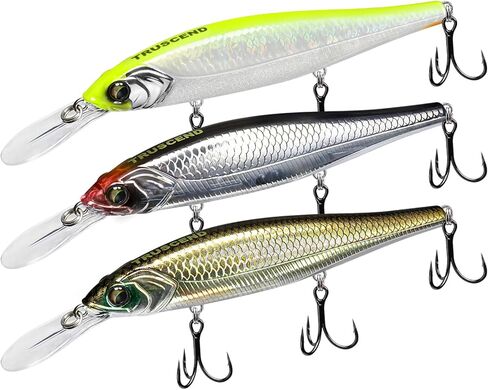 TRUSCEND Suspending Jerkbait, Rattle Minnow Lures with BKK Hooks, Freshwater Bass Trout Striper Walleye Pike Fishing Lures, Variety Pack for All Water Conditions, Premium Fishing Gear and Gifts in Saudi Arabia