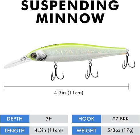 TRUSCEND Suspending Jerkbait, Rattle Minnow Lures with BKK Hooks, Freshwater Bass Trout Striper Walleye Pike Fishing Lures, Variety Pack for All Water Conditions, Premium Fishing Gear and Gifts in Saudi Arabia