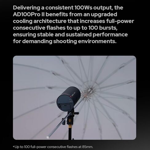Godox AD100 Pro II AD100Pro II 100Ws Flash, with X3 S Trigger, 490 Full Power Flashes, 0.01-1.5s Recycling, 2W LED Model Light, 1/8000s HSS, 2.4G Wireless, Pocket Flash Strobe for DSLR Cameras in Saudi Arabia