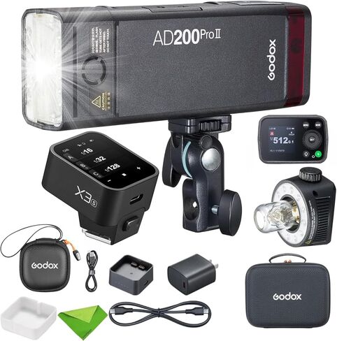 GODOX AD200 Pro II AD200ProII with X3Pro S Trigger 200Ws 2.4G TTL Flash Strobe, 500 Full Power Flashes, Recycle Time Approx.0.01~1.8s Pocket Strobe Flash for Canon, Sony, Nikon, etc(AD200Pro Upgraded) in Saudi Arabia