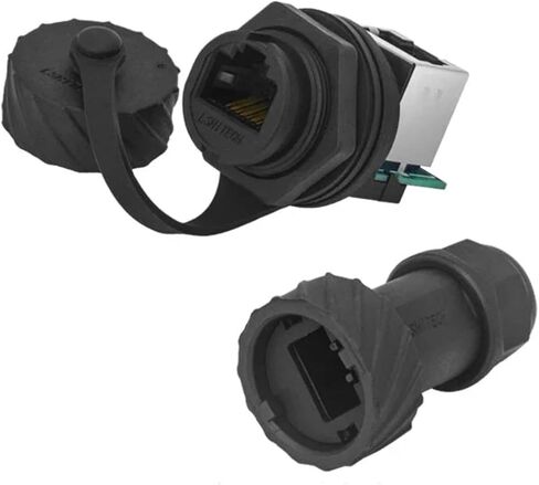 LR20 M20 كابل شبكة إيثرنت LAN مقاوم للماء IP65 الطيران ذكر التوصيل أنثى لوحة المقبس RJ45 موصل CAT5 محول الإشارة 1A (مجموعة رقم 5، صامولة بلاستيكية) in Kuwait