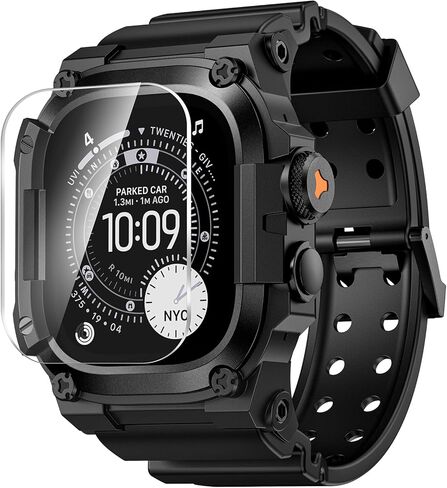 Goton Rugged Case with Band for Apple Watch Ultra 3/2/1 49mm, Military Grade Shockproof Cover + Screen Protector Kit for iWatch Band Men, Skin-Friendly TPU Strap for Outdoor Adventures in Saudi Arabia