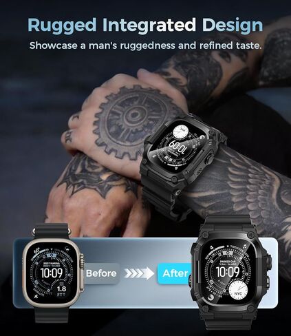 Goton Rugged Case with Band for Apple Watch Ultra 3/2/1 49mm, Military Grade Shockproof Cover + Screen Protector Kit for iWatch Band Men, Skin-Friendly TPU Strap for Outdoor Adventures in Saudi Arabia