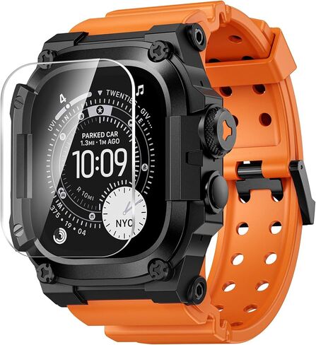 Goton Rugged Case with Band for Apple Watch Ultra 3/2/1 49mm, Military Grade Shockproof Cover + Screen Protector Kit for iWatch Band Men, Skin-Friendly TPU Strap for Outdoor Adventures in Saudi Arabia