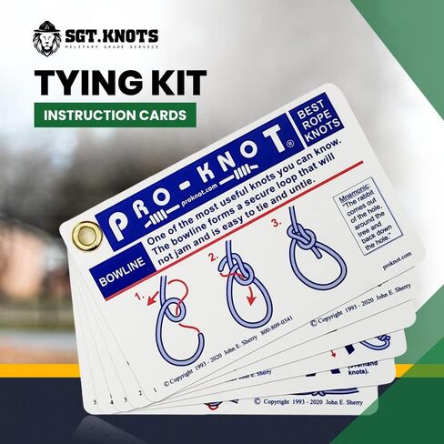 SGT KNOTS Tying Kit - (17) Waterproof Instruction Cards, (2) 6ft Double-Braided Ropes, (1) 6ft Nylon Webbing in Saudi Arabia