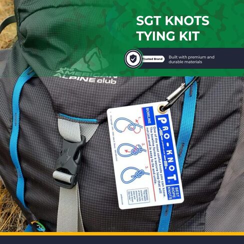 SGT KNOTS Tying Kit - (17) Waterproof Instruction Cards, (2) 6ft Double-Braided Ropes, (1) 6ft Nylon Webbing in Saudi Arabia