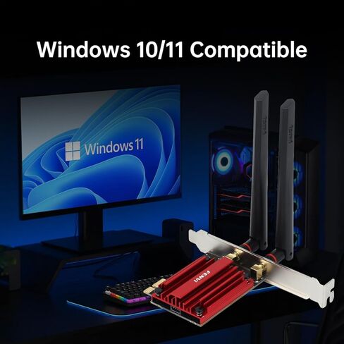 Fenvi WiFi 7 PCIe Wireless Card,Tri-Band WIFI7 MT7925 Network Adapter 802.11BE 5400Mbps, Bluetooth 5.4, WPA3, MU-MIMO, FV-BE5400 PCI Card for Desktop PC,Supports AMD/Intel Motherboard,Windows 11/10 in Saudi Arabia