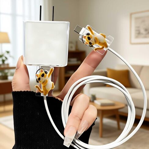2pcs Acrylic Cool Dancing Cat Cable Protector, Type-C Compatible, Anti-Break Data Cable Cover, Beautiful and Durable Charging Cable Protective Case, Perfectly Ideal in Saudi Arabia