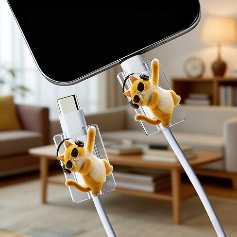 2pcs Acrylic Cool Dancing Cat Cable Protector, Type-C Compatible, Anti-Break Data Cable Cover, Beautiful and Durable Charging Cable Protective Case, Perfectly Ideal in Saudi Arabia