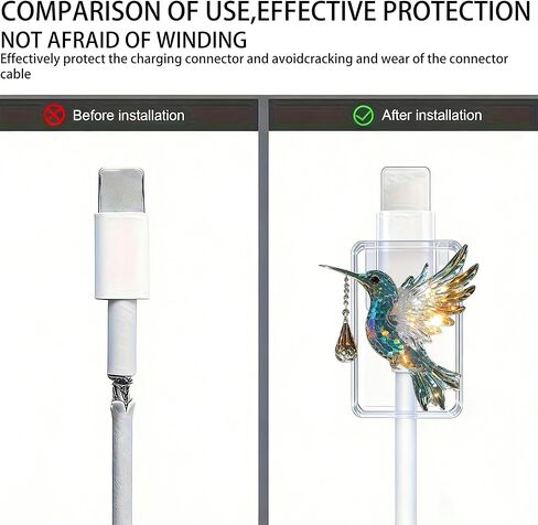 2pcs Acrylic Cable Protector, Shiny Hummingbird Figure Type-C Compatible, Anti-Break Data Cable Cover, Gift Idea,Beautiful and Durable Charging Cable Protective Case(SJXT-037) in Saudi Arabia