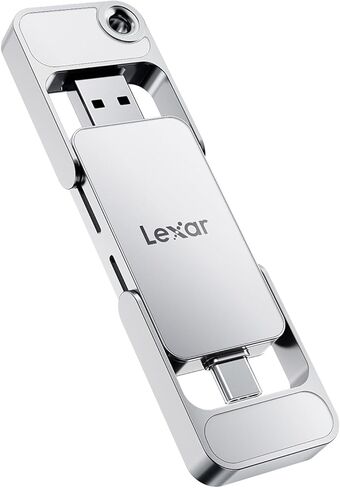 Lexar D70E 2 تيرابايت محرك أقراص SSD خارجي مزدوج، سرعة قراءة تصل إلى 2000 ميجابايت/ثانية وكتابة 1800 ميجابايت/ثانية، تصميم مبيت معدني متين، SSD محمول خالي من الكابلات لأجهزة USB من النوع C/Type-A، متوافق مع iPhone 17 in Saudi Arabia