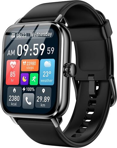 Smart Watches for Men Women with Alexa Built-in, Bluetooth Call, 1.85" HD Touchscreen, 120+ Sport Modes, IP68 Waterproof, 7-Day Battery, 24/7 Heart Rate & Sleep Monitor for Android iPhone (Black) in Saudi Arabia