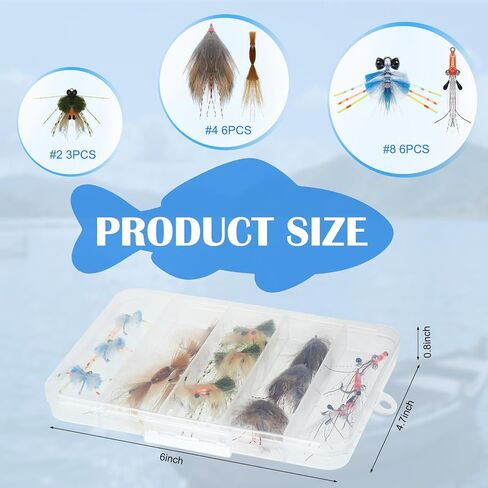 Simgoing Red Fish Lure Kit, Including Lure Box, Various Shrimp and Crab Lures - 15 Pieces, 2/0 Hooks, Fly Fishing Flies Gear in Saudi Arabia