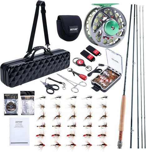 Goture Fly Fishing Rod and Reel Combo with Fly Rod & Gear Case, 9FT 4-Piece Fly Rod, Pre-Spooled Reel, Fly Line, Flies, Leader, Tippet, Forceps, Nipper and Complete Starter Kit in Saudi Arabia