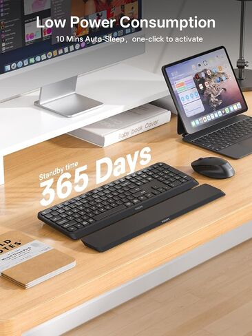 PHILIPS Bluetooth Keyboard and Mouse Combo, Ergonomic Design with Wrist Rest for Computer Keyboard, Bluetooth/2.4Ghz 3-Device Connectivity, Wireless Keyboard and Mouse Set for Windows/Android, Black in Saudi Arabia