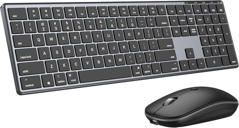 مجموعة لوحة مفاتيح وماوس بلوتوث لجهاز Mac، ماوس لوحة مفاتيح لاسلكي قابل لإعادة الشحن، اتصال متعدد الأجهزة، مفاتيح هادئة، إطار معدني، للسفر والمكتب، متوافق مع MacBook Pro/Air، iPad، iPhone in Kuwait