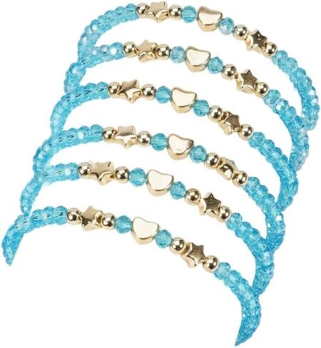 Boho Stackable Crystal Beaded Bracelets Set for Women 6Pcs Colorful Heart Star Beads Multilayered Stretch Bracelets Jewelry Gift in Saudi Arabia