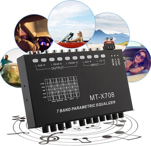 7-Band Car Audio Graphic Equalizer, 7 Band EQ Frequency Adjustable Car Audio Equalizer Support Front/Rear Stereo and Dual Subwoofer Outputs in Saudi Arabia