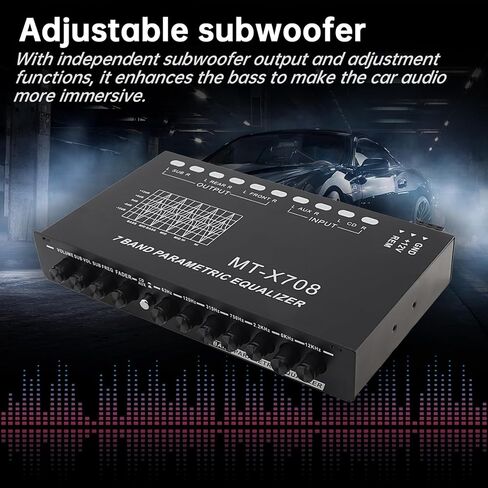 7-Band Car Audio Graphic Equalizer, 7 Band EQ Frequency Adjustable Car Audio Equalizer Support Front/Rear Stereo and Dual Subwoofer Outputs in Saudi Arabia