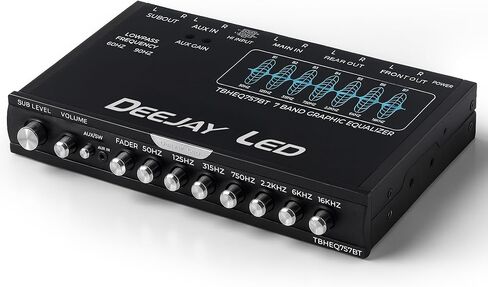 DEEJAY LED Single Din Car Equalizer, Wireless Bluetooth 7 Band Equalizer for Car Audio, Subwoofer Fader, Stereo RCA Inputs & Outputs, Front Panel Aux in, Sound, 18dB Crossover in Saudi Arabia