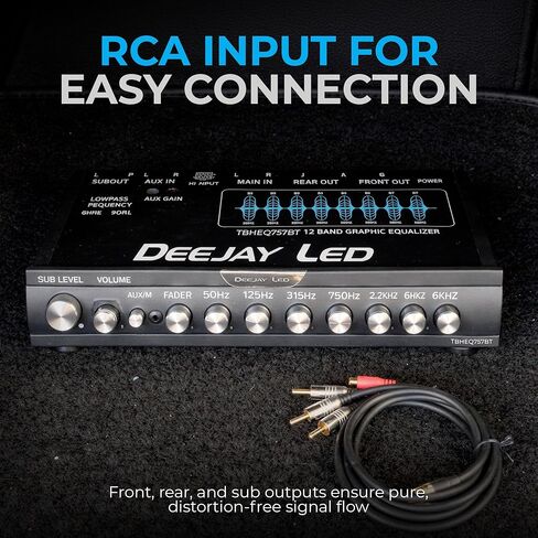 DEEJAY LED Single Din Car Equalizer, Wireless Bluetooth 7 Band Equalizer for Car Audio, Subwoofer Fader, Stereo RCA Inputs & Outputs, Front Panel Aux in, Sound, 18dB Crossover in Saudi Arabia