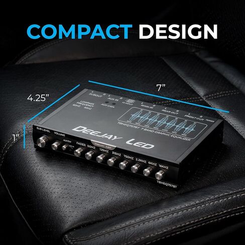 DEEJAY LED Single Din Car Equalizer, Wireless Bluetooth 7 Band Equalizer for Car Audio, Subwoofer Fader, Stereo RCA Inputs & Outputs, Front Panel Aux in, Sound, 18dB Crossover in Saudi Arabia
