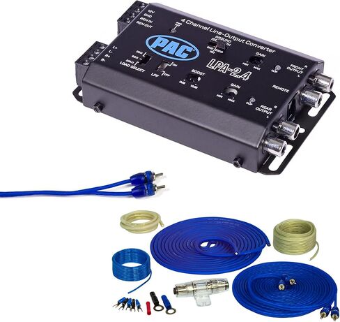 مجموعة أسلاك Stinger SS600XS 8 قياسات من النحاس النقي مع LPA-2.4 LOCPRO Advanced 2 قناة إدخال - 4 مخرج قناة، محول إخراج الخط مع دائرة تشغيل عن بعد، تعزيز الجهير، عبور منخفض، و in Saudi Arabia