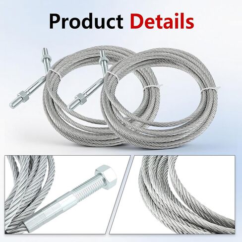 Equalizer Cables Compatible with Rotary Lift Models SPOA9-100 SPOA9-200 SPOA9-300 SPOA9-400, 30' 2-3/4" Length 1/4" Diameter Set of 2 Galvanized Steel Cables Replace# N33 / BH-7500-41 in Saudi Arabia