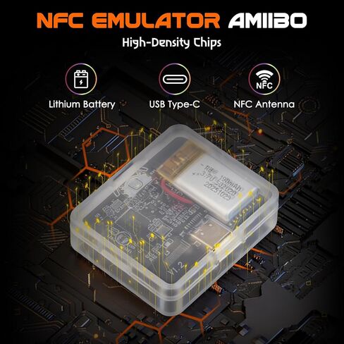 NFC Tag Emulator, for Switch/3DS/Wii U - Ultimate 3000+ Data Storage, Compatible with 50+ Games, 1.4" OLED Screen, Type-C Charging, Pulsator Button, Additional User Manual, Upgrade NFC Emulator in Kuwait