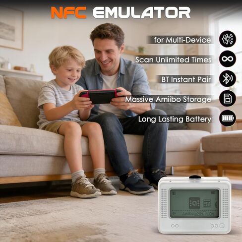 NFC Tag Emulator, for Switch/3DS/Wii U - Ultimate 3000+ Data Storage, Compatible with 50+ Games, 1.4" OLED Screen, Type-C Charging, Pulsator Button, Additional User Manual, Upgrade NFC Emulator in Kuwait