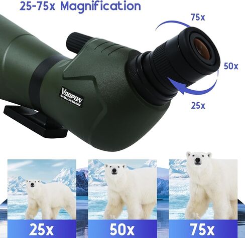 25-75x80 Compact Spotting Scope Ultra Bright HD Lens Waterproof Frogproof Nitrogen Filled with Phone Adapter Tripod for Target Shooting, Hunting, Bird Watching, Wildlife Viewing in Saudi Arabia