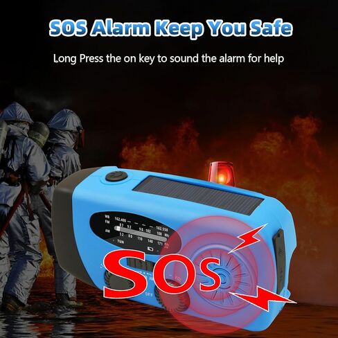 WVL Hand Crank Weather Radio, NOAA Emergency Radio Portable AM/FM Solar Powered 7400mWh with Flashlight, SOS Siren & Phone Charger for Camping & Survival(Blue) in Saudi Arabia