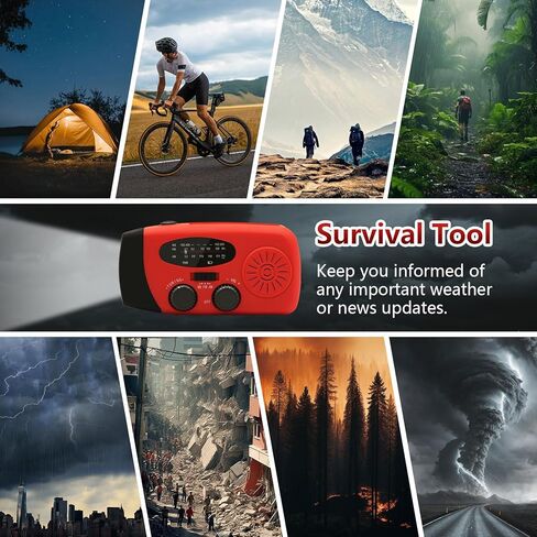 WVL Hand Crank Weather Radio, NOAA Emergency Radio Portable AM/FM Solar Powered 7400mWh with Flashlight, SOS Siren & Phone Charger for Camping & Survival(Blue) in Saudi Arabia