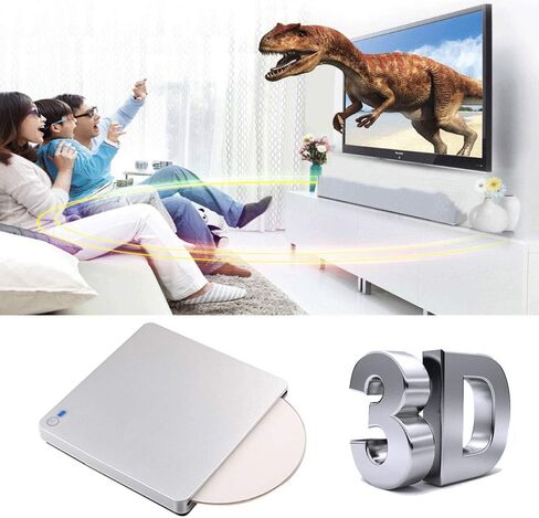 محرك أقراص Blu Ray DVD خارجي ثلاثي الأبعاد، USB 3.0 وType-C Blu Ray CD DVD، ناسخ أقراص DVD فائق النحافة مع لمسة ذكية متوافقة مع Windows XP/7/8/10، Mac OS لأجهزة MacBook، والكمبيوتر المحمول، والكمبيوتر الشخصي in Kuwait