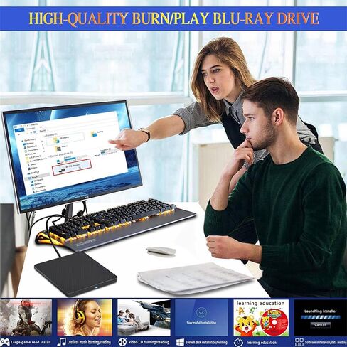 محرك أقراص Blu ray خارجي متوافق مع مشغل DVD/BD للقراءة/الكتابة المحمول يدعم محرك أقراص Blu-ray USB 3.0 وموقد DVD من النوع C لـ/Win7/Win8/Win10/Win11 للكمبيوتر الشخصي/الكمبيوتر المحمول يأتي مع ضمان لمدة عام in Kuwait